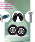 Set Of 4 Luggage Replacement Wheels 64x24mm with rubber bearings, smooth rolling wheels, and axles for suitcase repair and upgrades.