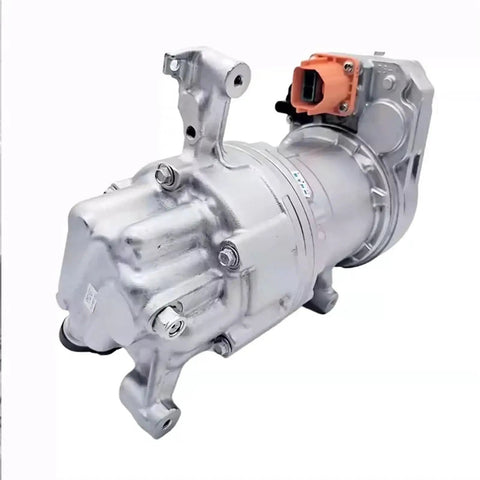 Oem Style Ac Compressor For Tesla Model 3 2017 To 2023 with metallic finish and connector, ideal for easy drop-in installation.