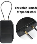 Portable Safe Lock Box With Cable And Combination Code Water Resistant ABS Travel Safe showing steel cable construction