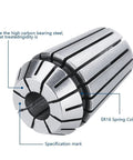 Close-up of ER16 spring collet, part of Collet Chuck Kit With ER16 Wrench For Lathe Holder, high carbon steel, specification marks shown.
