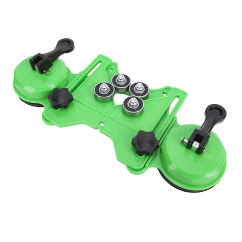 WALFRONT Dual Suction Cup Hole Saw Kit 6-50mm For Tile Ceramic Glass Marble Granite Drill Bits That Stick Firmly And Prevent Slipping For Smooth, Precise Professional DIY Home Renovation Jobs Today. Green dual suction guide with adjustable rollers for tile drilling