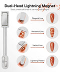 Dual-head wand from Cat Eye Nail Magnet Set 10pc With 3 In 1 Magnetic Pen showing nail art patterns: diagonal, horizontal, vertical, lightning.