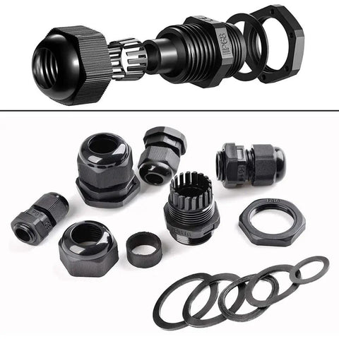 Waterproof Nylon Cable Glands Kit 40 Pcs Set With Eight Per Size Adjustable Wire Glands Joints For Outdoor And Industrial Use