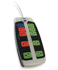 Rock Solid Smart Power Strip With Badass 4380 Joule Surge Protection And Zero Hassle Right Angle Plug featuring ten outlets and four foot cable.