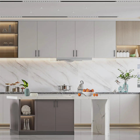 Modern kitchen featuring 10 Pack 5 Inch Matte Black Kitchen Cabinet Handles And Drawer Pulls Hefty Build Cupboard Hardware.