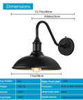 Dimensions of Gooseneck Outdoor Barn Light With LED Bulb Black Farmhouse Porch Fixture Dusk To Dawn Exterior Lighting