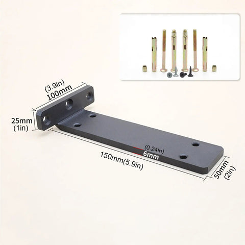 Heavy Duty Built Tough Floating Shelf Brackets 6mm Thick Steel L Brackets For Wall Mounted Shelves Hidden Hardware With Screws 2 Pack Black 150mm Long Durable Coating Smooth Edges Easy Install, 150mm bracket with screws