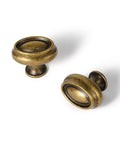Antique Brass Double Ring Oval Cabinet Knobs Set Of 12 For Kitchen And Furniture Vintage Hardware With Concave Center Design