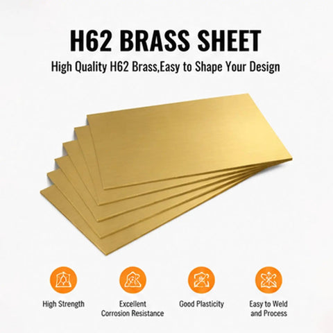 Dope Brass Sheets Set 10Pcs Thin Plates 0.1mm to 0.5mm Thick, Side Length 40x40mm to 80x80mm, High Conductivity, Corrosion Resistant