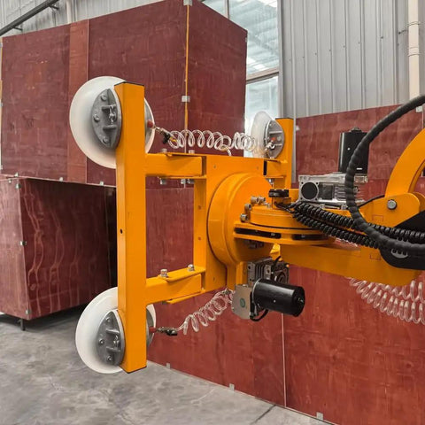 Heavy Duty Electric Glass Assembly Robot With Legit Automatic Vacuum Suction Cart And Built Tough Steel Lifter detail with suction wheels.