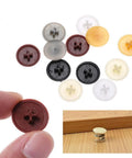 Assorted colors of 11.5mm PVC screw cap covers shown with one brown cover held in hand, 100 Pcs Screw Cap Covers Self Tapping Snap Caps For Flat Phillips Screws Hide Screw Holes And Beautify Car And Home Exterior Decor 17mm Brown Durable PVC Plastic For Quick Snap Fit And Rust Protection