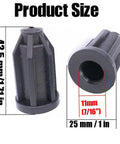Product Size image of Pack Of Ten Heavy Duty Plastic Caster Socket Sleeves, 7/16 Inch Round Stem Bullets dimensions.