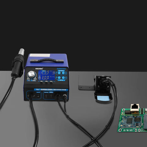 780W Soldering And Desoldering Station Kit With Hot Air Gun, LCD Display, Smoke Absorber, and PCB for Electronics Repair
