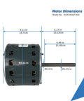 Blower Fan Motor One Third HP 115V Replacement For Furnace 1075 RPM Four Speed CW Shaft Half Inch with dimensions