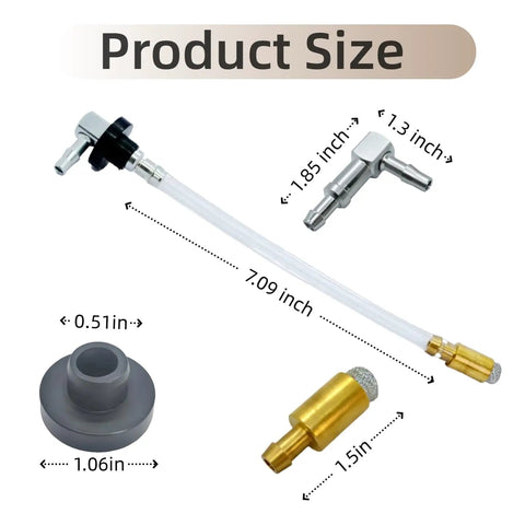 Fuel Tank Draw Tube Kit Replacement For Miller Bobcat 225G, 751 Bobcat, And Trailblazer 250G Welders with part dimensions.