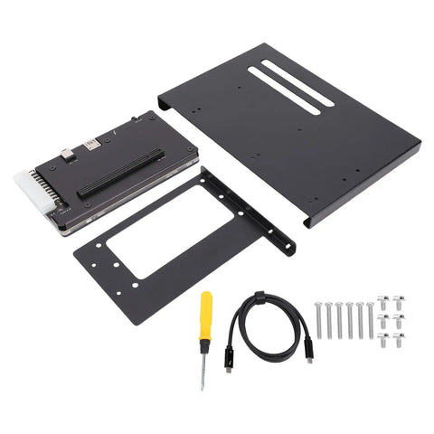 Plug And Play External Gpu Dock Station Compatible With Thunderbolt 3 And Usb4 Pcie 16x Graphics Card Enclosure parts including metal bracket, screws, and cable