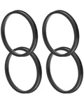 Four Pack Black Polycarbonate Wheel Hub Centric Rings Od 106.1 Mm To Id 95.1 Mm Universal Fit Trucks Svus And Vans, stacked view.