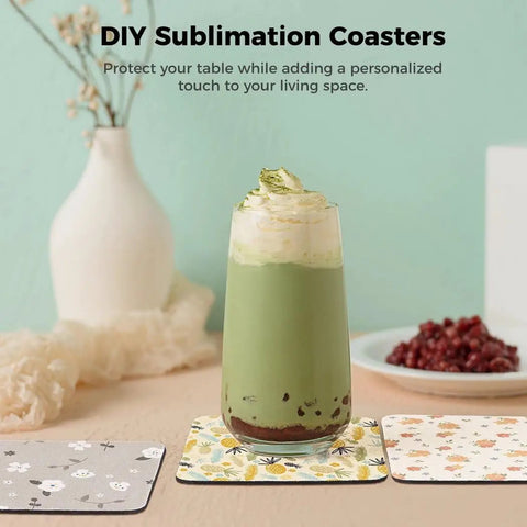 Glass on printed coasters, 100 Pack Sublimation Coasters, 4x4 Inch Blank Square Coasters For DIY Crafts, Heat Transfer Printing