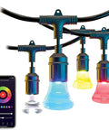Smart Color String Lights 36 Ft Outdoor WiFi RGB LED, 18 Commercial-Grade Bulbs, waterproof, color changing with app control.