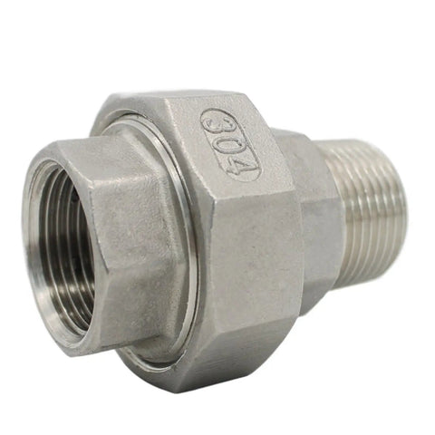 Stainless Steel 304 BSPT Pipe Fittings Set Heavy Duty All In One 5 Piece Male To Female Threaded Union Connector