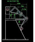 Technical drawing of 12 Inch Box and Pan Brake for 20 Gauge Metal, showing measurements and angles, compact 62 lb design.