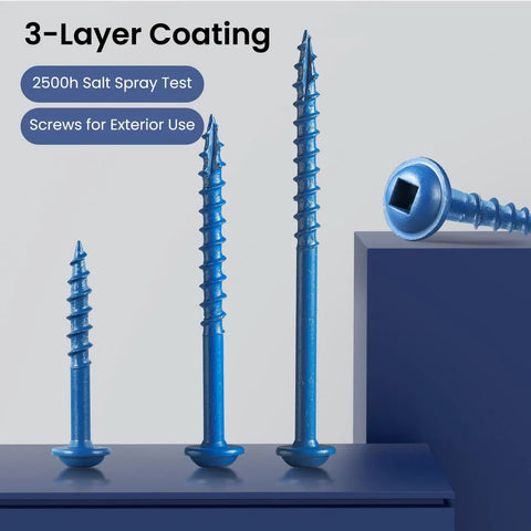 Pocket Hole Screws One And One Quarter Inch Pack Of 150 With Drive Bit Blue Coated Exterior Wood Screws Size Eight Coarse Thread