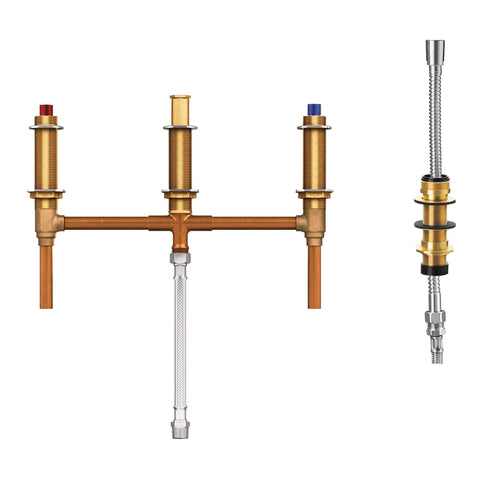 Roman Tub Faucet With Hand Shower Diverter For 10 Inch Centers, Half Inch CC Connection, M-PACT Valve System, durable brass construction