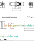 Technical diagram of Pair Of M12 A Coded 5 Pin Male To Female Panel Mount Connector IP67 Shielded Bulkhead Feedthrough for industrial use.