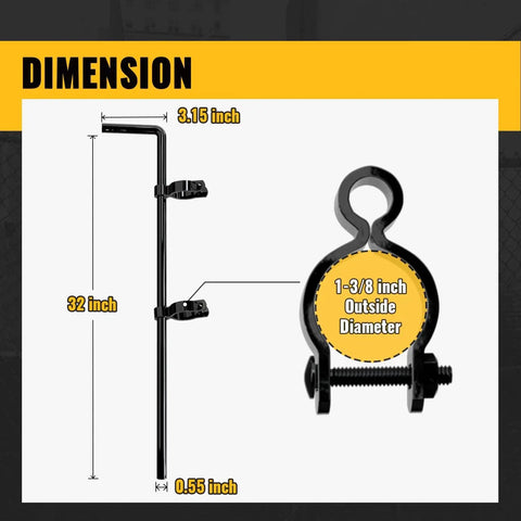 Dimensions diagram of Heavy Duty Gate Drop Rod for Chain Link Fences One And Three Eighths Inch OD Frame Black Powder Coated Drop Rod Pin Latch For Single Or Double Gates One Pack, showing 32 inch length and 1-3/8 inch outside diameter.