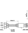 Technical drawing of Nema 17 Stepper Motor Bipolar 1.5A 42Ncm 42x42x38mm 1.8deg 4 Wires with 1m Cable and Connector (1 Pack).