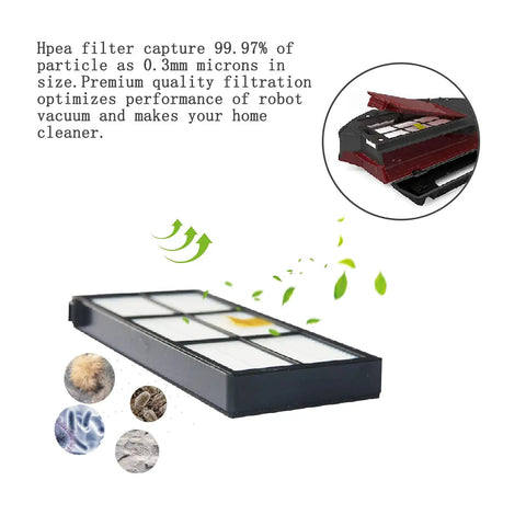 HEPA filter from Extractor Roller And Side Brushes With HEPA Filters All In One Replenishment Kit For Roomba 800 900 Series Vacuum Cleaners