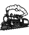 Retro Steam Locomotive Wall Art For Living Room And Office, Industrial Style Decor, Dope Black 20 Inch Metal Sign silhouette