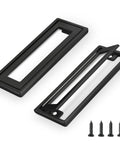 Two Pack Black Square Recessed Flush Door Pulls For Cabinets And Drawers, 4.53 By 1.77 Inches Zinc Alloy Flat Hatch Handles with screws