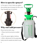 5L Pressurized Hand Sprayer For Garden And Farm Use With 1.3 Gallon Capacity, Adjustable Nozzle, Translucent Tank, Instructions