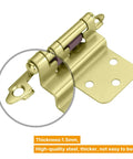 Close-up of Brass 3/8 Inch Inset Cabinet Hinges Set Of 20 Pairs, 40 Hinges, Brushed Gold Finish, showing thickness measurement