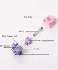 Diagram of V3 Fairy Linear Silent Keyboard Switches For Mechanical Gaming Keyboard 5 Pin, showing parts and materials.