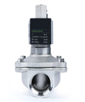 Front view of 1 Inch Stainless Steel Solenoid Valve 12V DC Normally Open With Viton Seal and Junction Box Type For Industrial Use