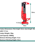 20 Inch 3 Ton Off Road Farm Jack With 6000 Lb Capacity Ratcheting Utility Lift shown with dimensions and specifications