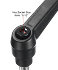 Close-up of black 5 Pieces Adjustable Clamping Lever Handles M8 X 30Mm Metric 304 Stainless Steel Male Threaded Stud with hex socket
