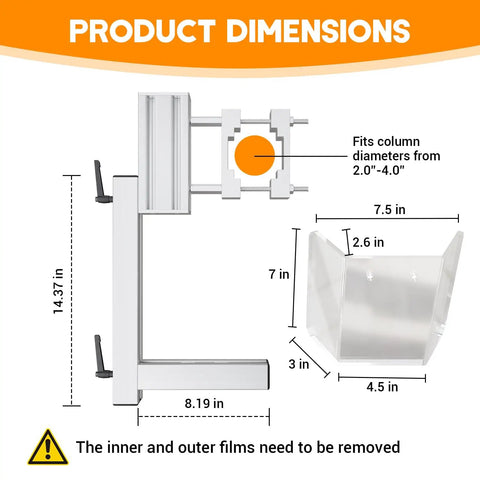 Product dimensions of Drill Press Guard For Benchtop And Floor Models With 2.0 To 4.0 Inch Column Diameters Flip Up Safety Shield