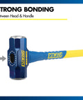 Hard Face 16 Pound Sledge Hammer For Demolition And Stake Driving With 36 Inch Fiberglass Handle Induction Hardened To 50 55 HRC