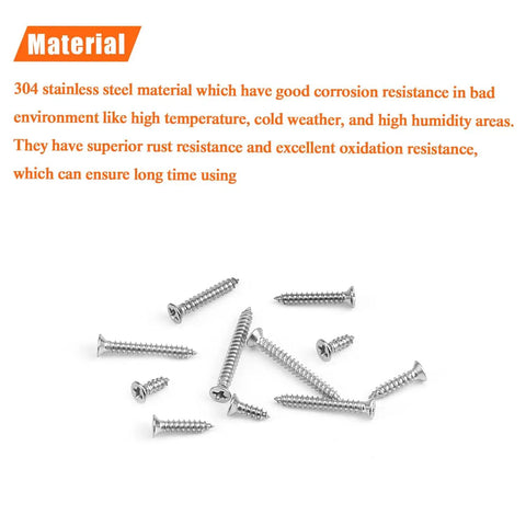 Beefy 304 Stainless Wood Screws Set 240 Piece Kit With Five Sizes From Two By Quarter Inch To Three Quarter Inch Phillips
