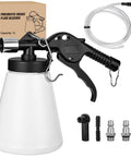 GOOACC pneumatic brake fluid bleeder kit, 1L, white bottle, black trigger handle with clear hose and four adapters