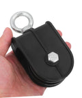 Two Pack Silent Rotating Bearing Pulley Block Set For DIY Gym Gear, black ABS pulley with galvanized steel eyelet in hand