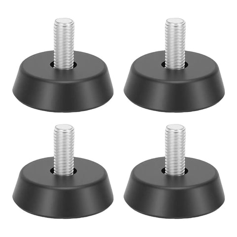 Heavy Duty 4 Pack Furniture Levelers with threaded galvanized steel and rubber anti-slip feet