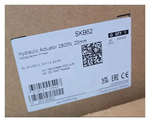 Label details of Heavy Hitting Hydraulic Actuator Skb62 Model with specifications and part number on packaging.