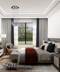 Bedroom with Totally Modern Fandelier Crystal Chandelier With White Finish And K9 Crystal Balls, 6 GU10 Bulbs, ceiling view