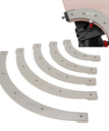 Drop Dead Knockout 5 Piece Round Corner Radius Template Set With R100 To R300 specs, five plastic radius jigs for smooth cabinet profiling.