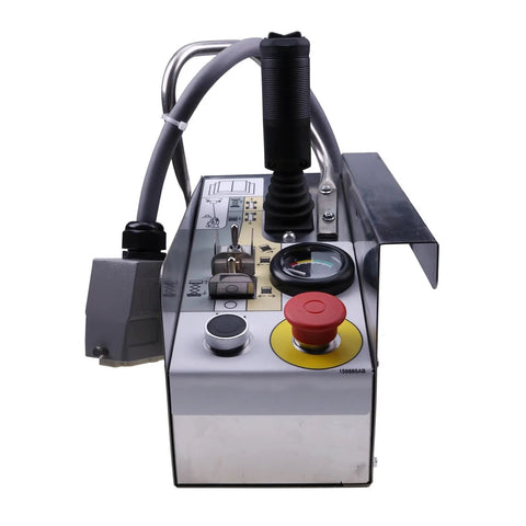 Skyjack scissor lift control box replacement with joystick, red emergency stop, gauge in metal enclosure.