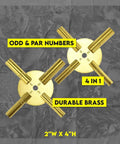 Universal 4 Prong Brass Clock Winding Key Set For Winding Vintage And Modern Clocks, Works On Odd And Even Number Dials, 2 Pack